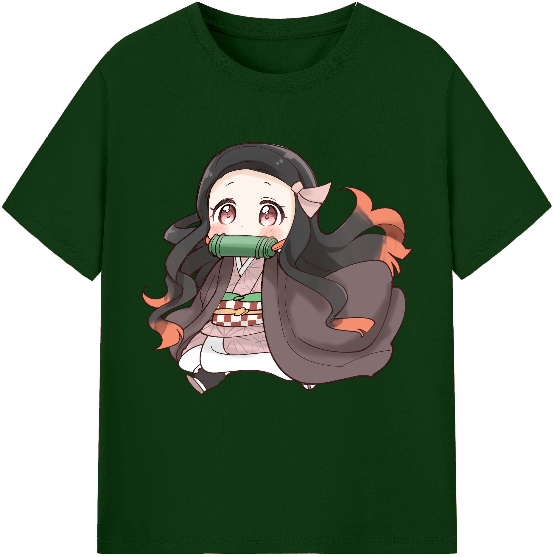 （画像用） 鬼滅の刃（きめつのやいば）竈門 禰󠄀豆子／かまど ねずこ Kamado Nezuko 綿100％半袖Tシャツ（フロントプリント）